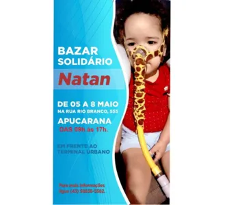 Bazar Solidário em prol do Natan acontece em maio