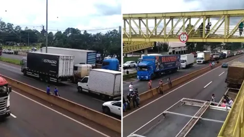 Caminhoneiros e motoristas realizam novo protesto na PR-445