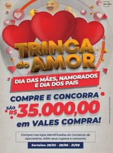 Campanha Trinca do Amor sorteará R$ 35 mil em vale compras