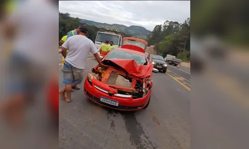 Colisão entre carro e caminhão é registrada na BR-376