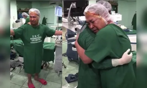 Homem fica emocionado após recuperar visão