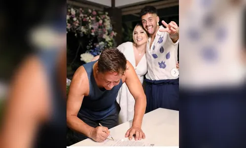 Leonardo vai de regata e bermuda em casamento de Zé Felipe