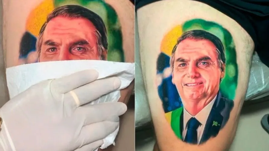 Bolsonarista viraliza na web após tatuar rosto de presidente