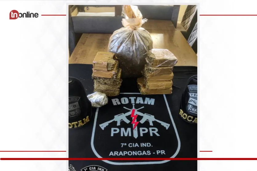 Rotam Arapongas apreende quase de 6Kg de maconha