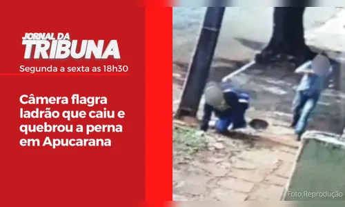Câmera flagra ladrão que caiu e quebrou a perna em Apucarana