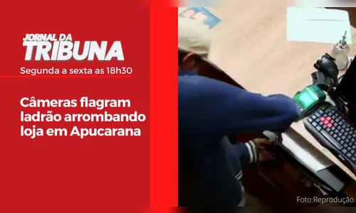Câmeras flagram ladrão arrombando loja em Apucarana