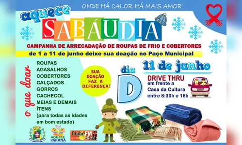 Campanha é criada para arrecadação de agasalhos em Sabáudia