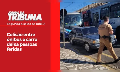 Colisão entre ônibus e carro deixa pessoas feridas