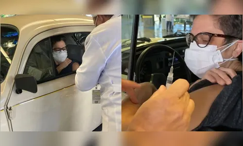 De fusca, Sandra Annenberg recebe a primeira dose da vacina