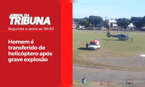 Homem é transferido de helicóptero após grave explosão