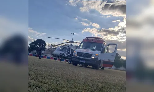 Mulher gravemente ferida é transferida de helicóptero; veja