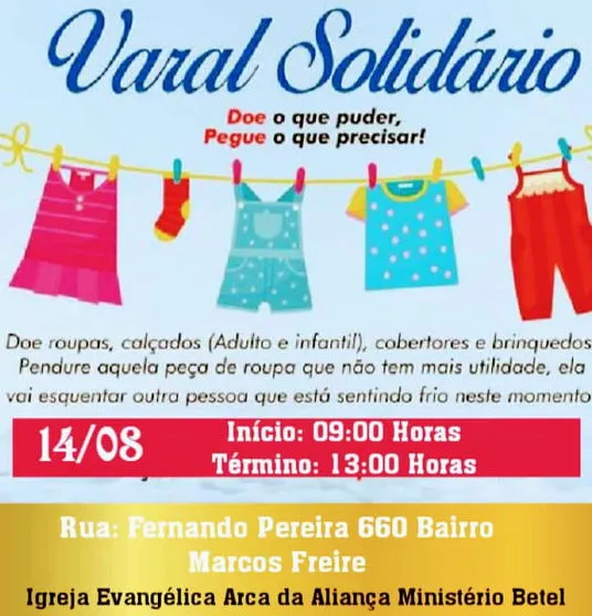 Igreja realiza "Varal Solidário" neste sábado em Apucarana