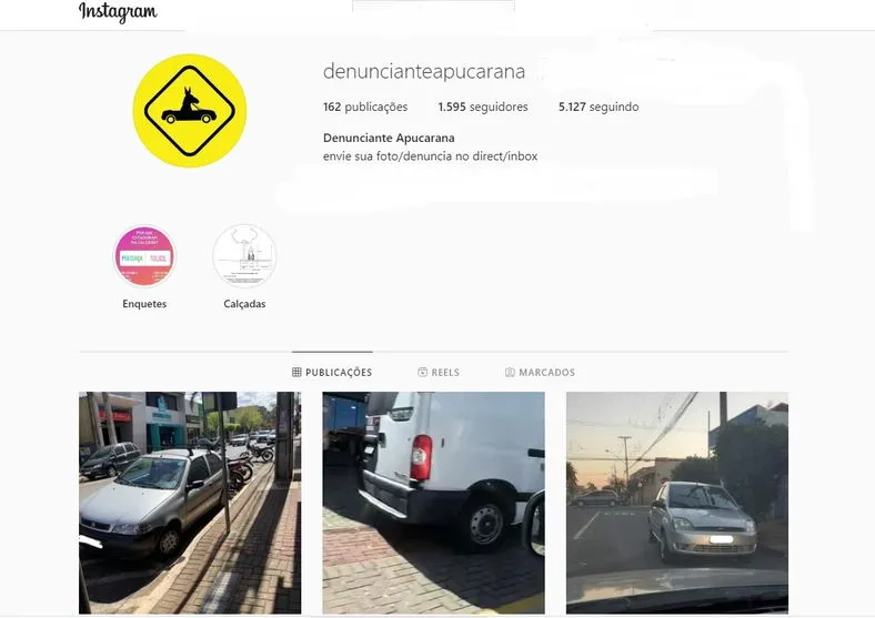 Perfil no Insta denuncia motoristas infratores de Apucarana