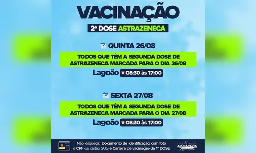 Apucarana imuniza com 2ª dose nesta quinta e sexta-feira