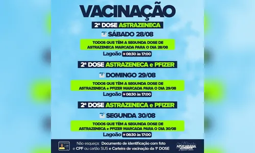 Apucarana segue vacinação contra Covid-19 no fim de semana
