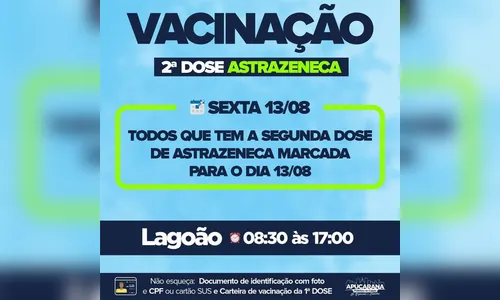 Apucarana segue vacinação de segunda dose nesta sexta
