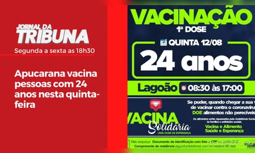 Apucarana vacina pessoas com 24 anos nesta quinta-feira