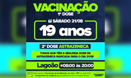 Apucarana vacina público de 19 anos neste sábado