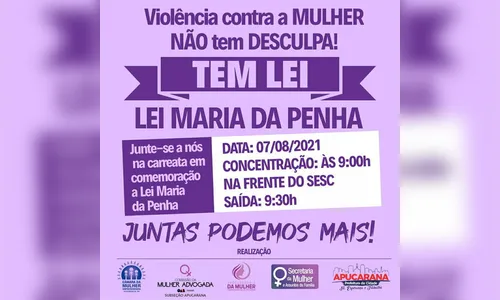 Carreata pelo fim da violência contra mulher acontece sábado