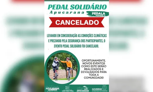 Devido ao mau tempo, Pedal Solidário Apucarana é cancelado