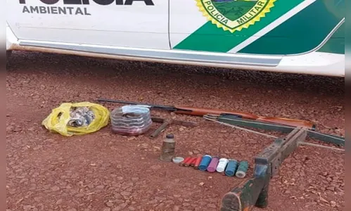 Polícia Ambiental apreende armamento e carne de capivara