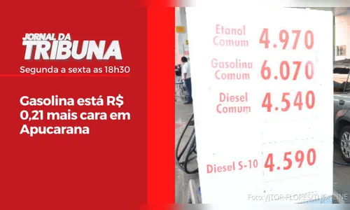 Gasolina está R$ 0,21 mais cara em Apucarana