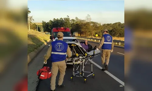 Pneu estoura e motociclista sofre queda no Contorno Sul