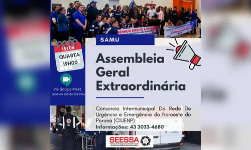 Sindicato convoca trabalhadores do SAMU para assembleia