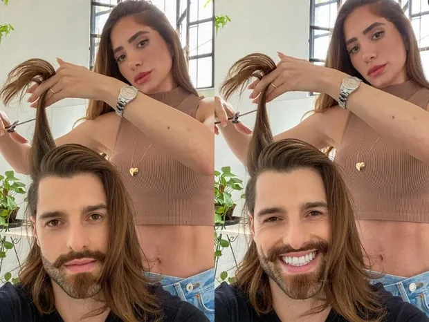 Alok mostra Romana Novais pronta para cortar seus cabelos