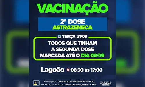 Apucarana vacina 2ª dose da AstraZeneca nesta terça-feira