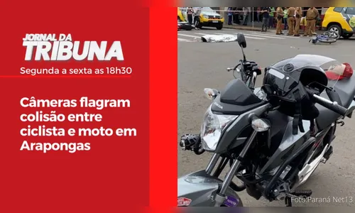 Câmeras flagram colisão entre ciclista e moto em Arapongas