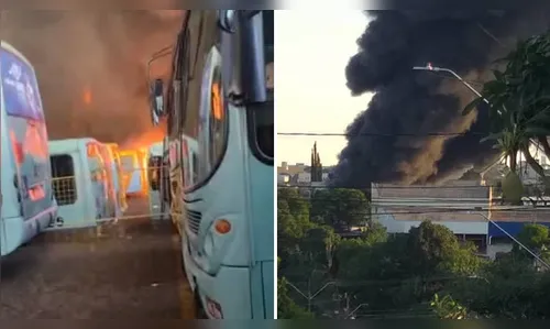 Incêndio atinge garagem de ônibus em Londrina; veja