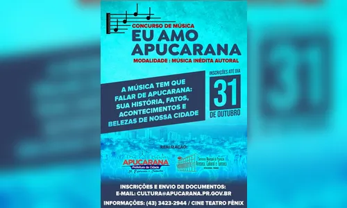 Inscrições para concurso de música vão até o dia 31 outubro