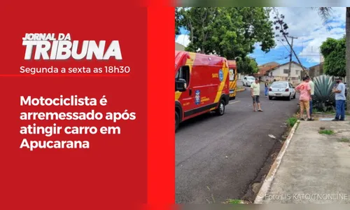 Motociclista é arremessado após atingir carro em Apucarana