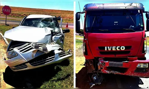 Motorista tenta cruzar trevo e atinge caminhão na PR-317