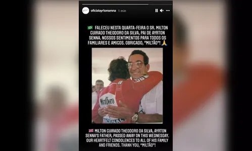 Pai de Ayrton Senna, Milton da Silva, morre aos 94 anos