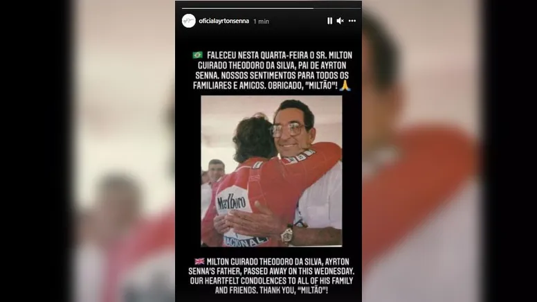 Imagem ilustrativa da notícia Pai de Ayrton Senna, Milton da Silva, morre aos 94 anos