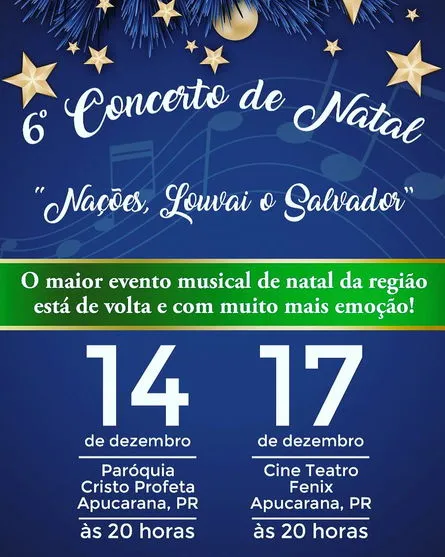 6º Concerto de Natal será realizado em Apucarana