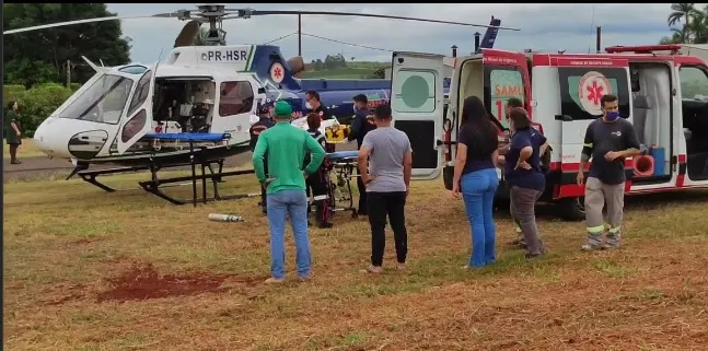 Helicóptero do Samu atende motociclista ferida na PR 444