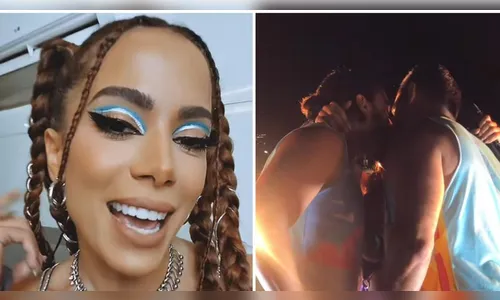 Anitta dá beijo triplo em casal de fãs durante show
