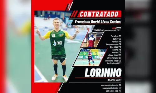 Apucarana Futsal anuncia 'Lorinho' para a próxima temporada