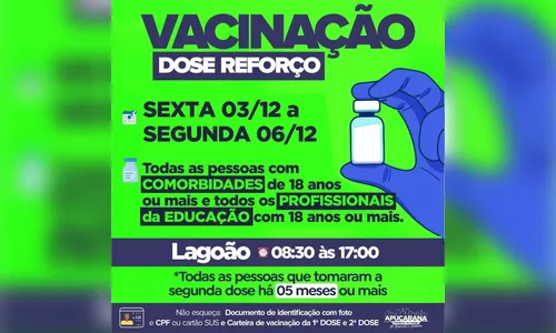 Apucarana segue aplicando dose de reforço no final de semana