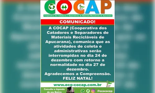Cooperativa dos Catadores de Apucarana entra em recesso