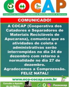 Cooperativa dos Catadores de Apucarana entra em recesso