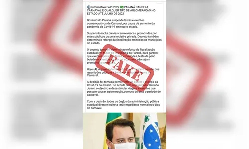 Governo do PR desmente notícia sobre fim de Carnaval 2022
