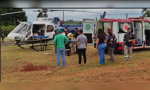 Helicóptero do Samu atende motociclista ferida na PR 444