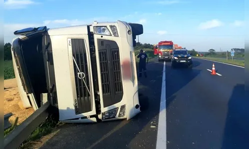 Motorista morre após caminhão tombar na BR-376