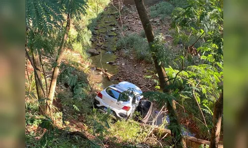'Nasci de novo': carro cai em córrego após batida em Maringá