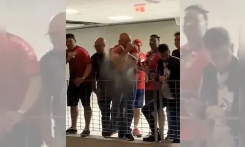 Vídeo: torcedor joga copo em Luciano Hang durante jogo