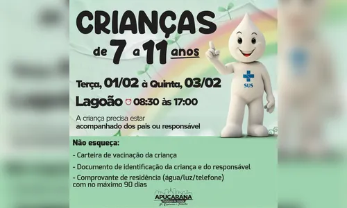 Apucarana vacina crianças a partir de 7 anos nesta terça